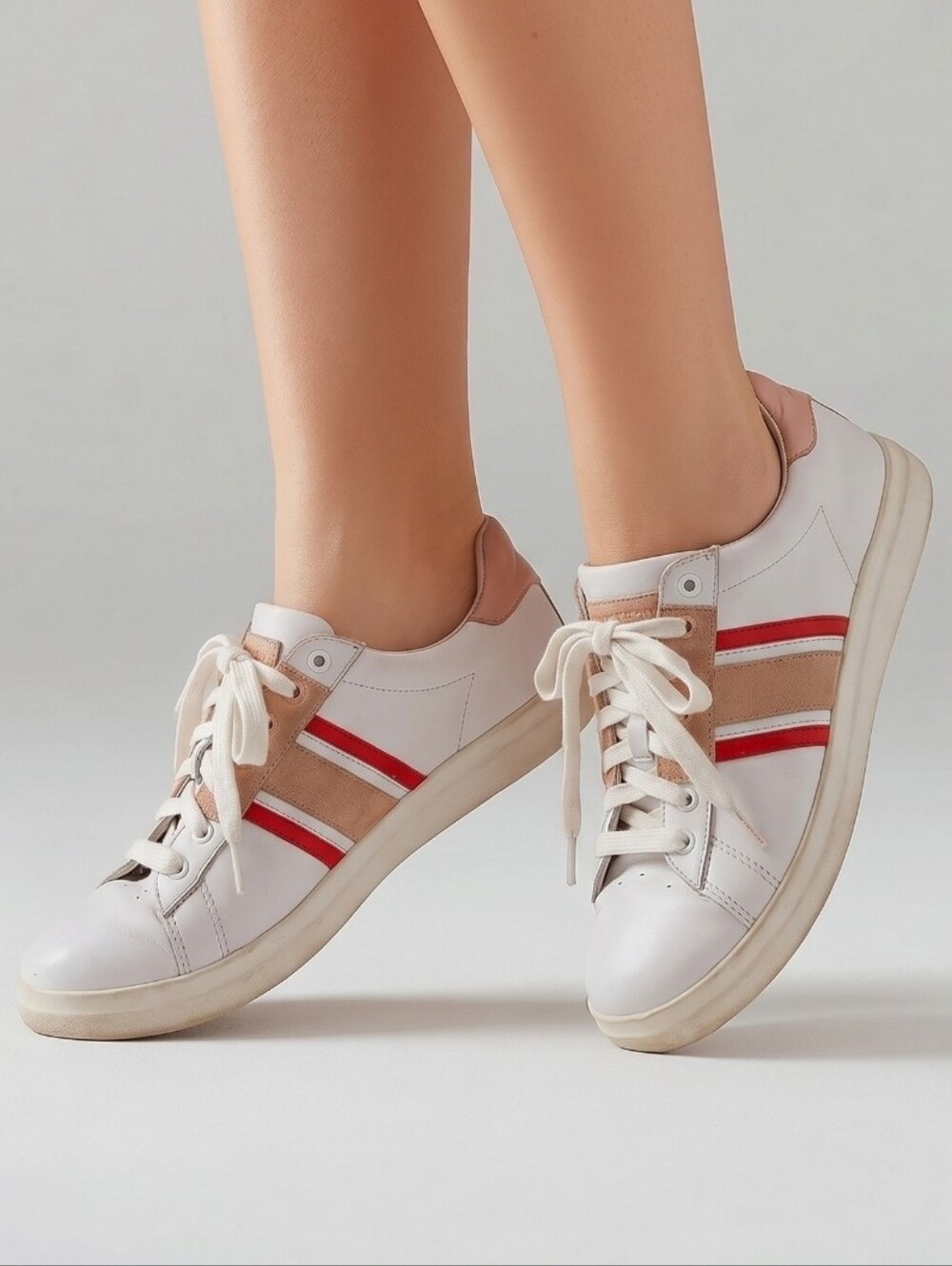 Tory Burch Howell T-Saddle Court Sneakers Sz 8 Women's Pink
